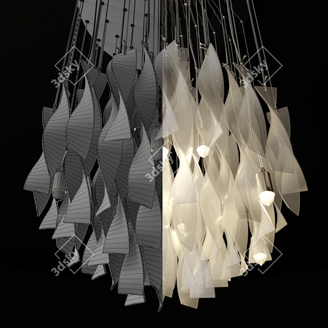Elegant Glass Pendant Light 3D model image 3