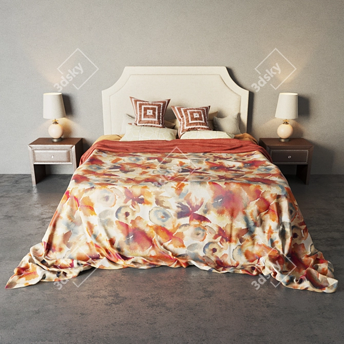 Belgrave Bed: Two Bedding Options 3D model image 1