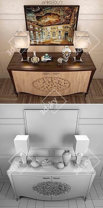 Arkeos KRONOS K100 Sideboard: Elegant Noce Grano 3D model image 3