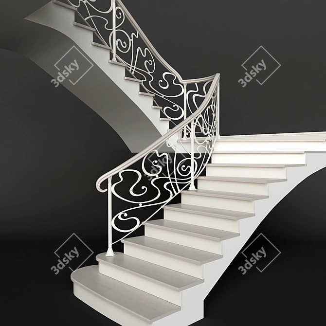 Elegant Wrought Iron Staircase 3D model image 1