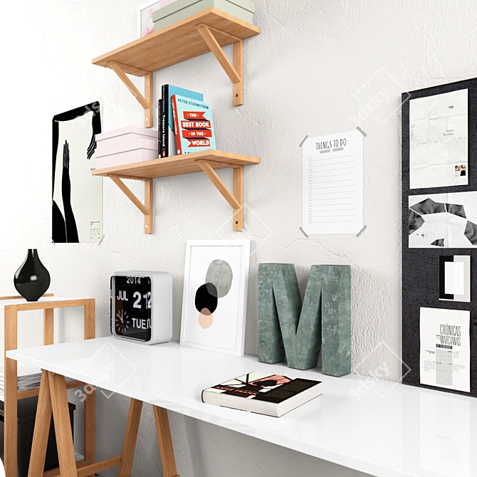 Modern Home Office Desk 3D model image 3