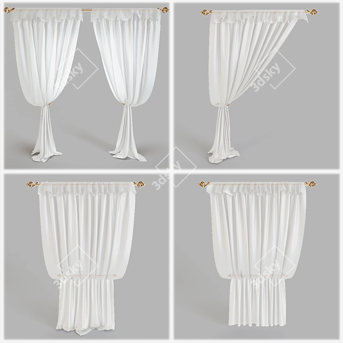 Mansard Window Tulle: 4 Variants 3D model image 1