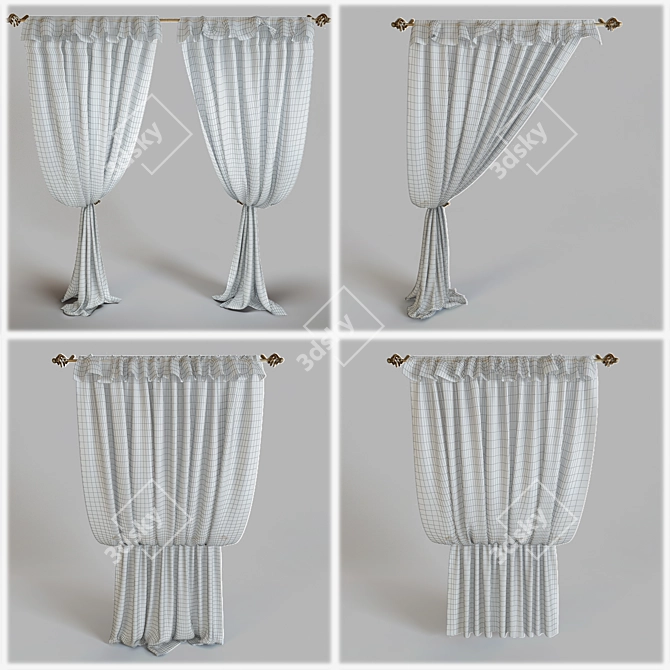 Mansard Window Tulle: 4 Variants 3D model image 2