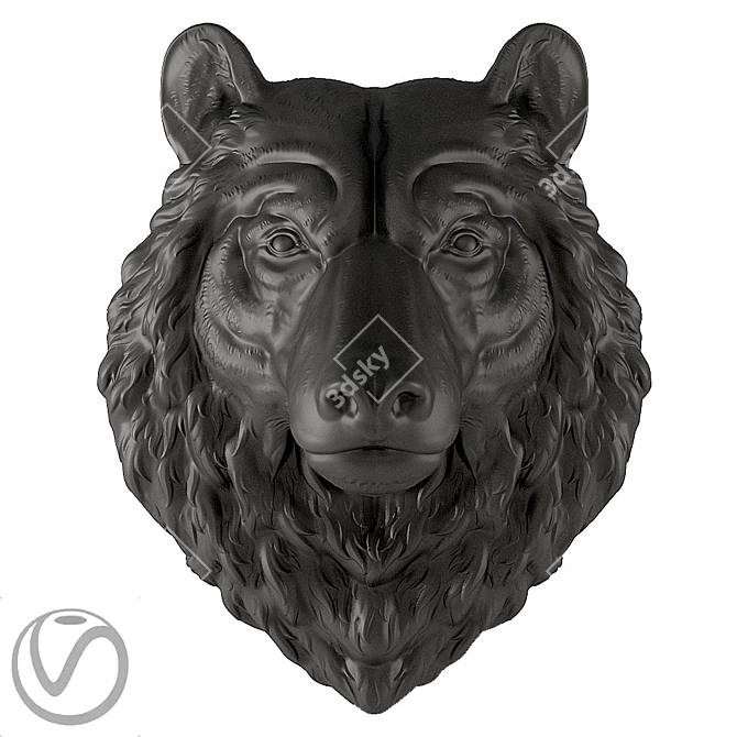 Bear Head Plaster Sculpture 3D model image 1