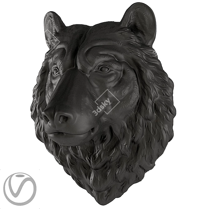 Bear Head Plaster Sculpture 3D model image 2
