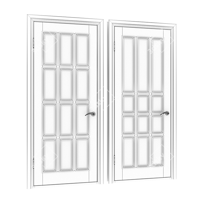 Elegant Wooden Doors with Glass 3D model image 3