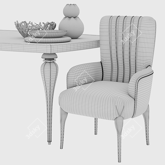 Elegant Italian Velvet Dining Set 3D model image 3