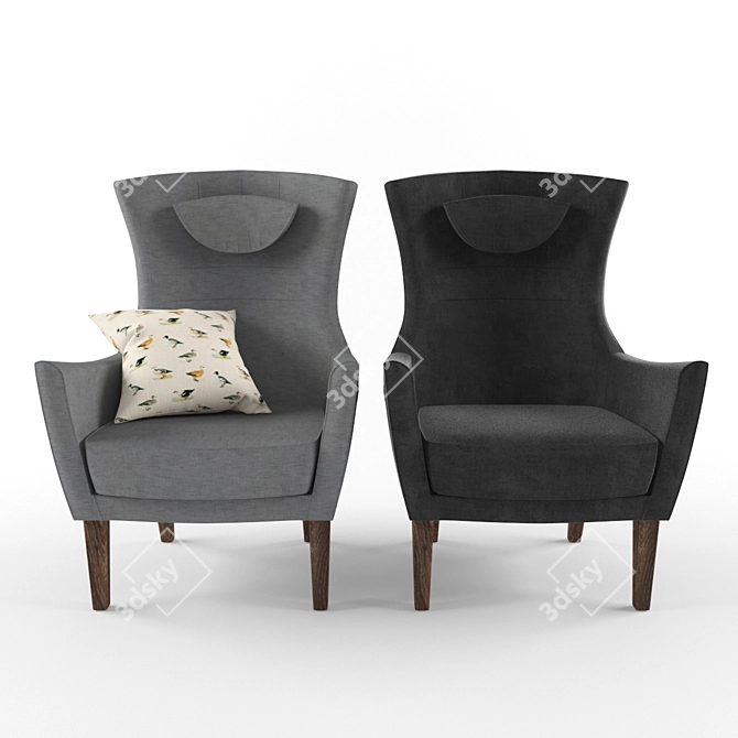 Stylish Stockholm High-Back Armchair 3D model image 2