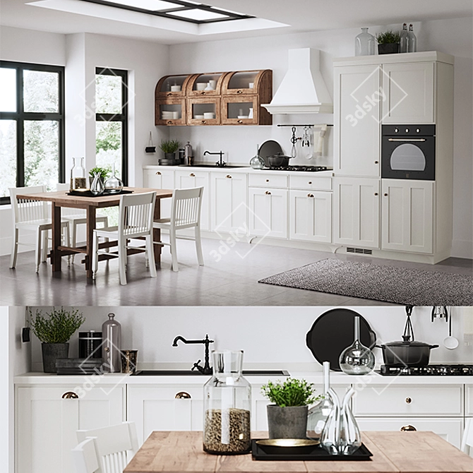 Scavolini Favilla Kitchen: Elegant Design with Electrolux Rex and Smeg 3D model image 1