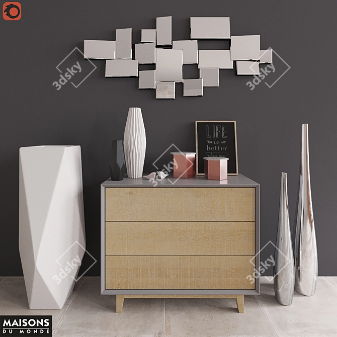 Stylish Vermont Grey Commode 3D model image 1