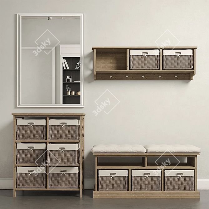 Maui Rattan Entry Cabin Set 3D model image 1