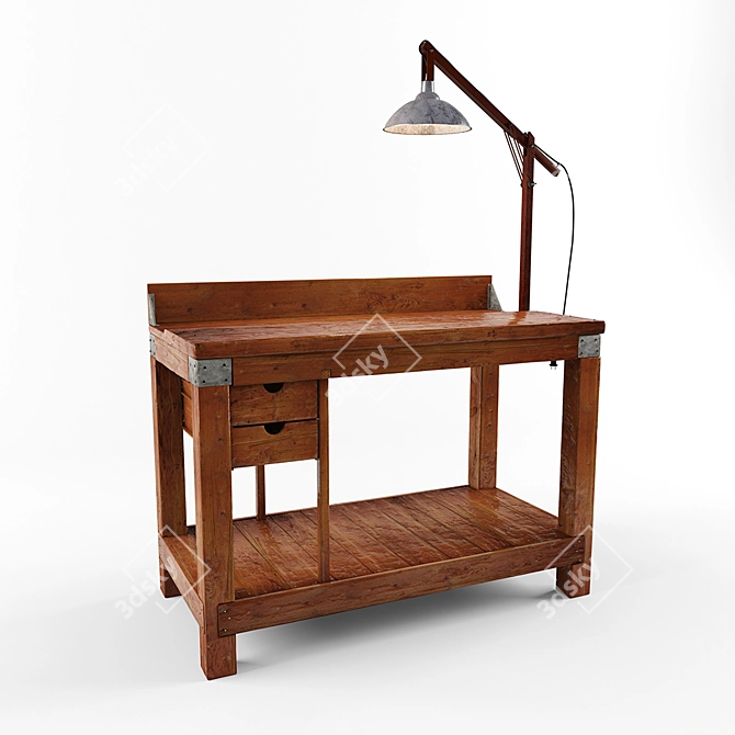 Elegant Wooden Table 610mm 3D model image 2