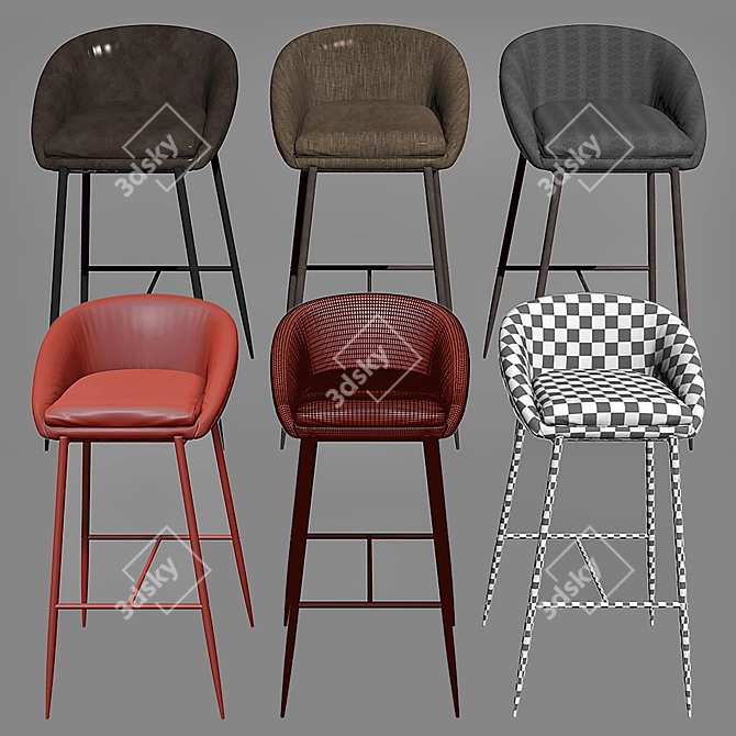 Elegant Agatha Bar Stool 3D model image 3