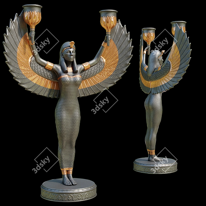 Isis Candlestick: Goddess of Motherhood 3D model image 1