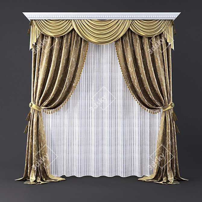 Classic Style Drapery: Elegant and Timeless 3D model image 1
