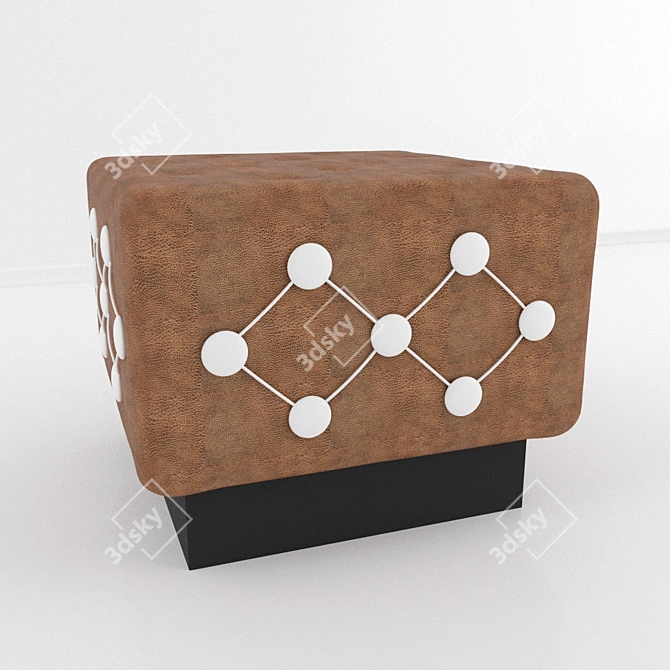 Vintage Soviet Leather Ottoman 3D model image 1