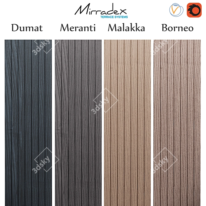 Mirradex Slip Decking: Durable and Stylish Terrace Boards 3D model image 1