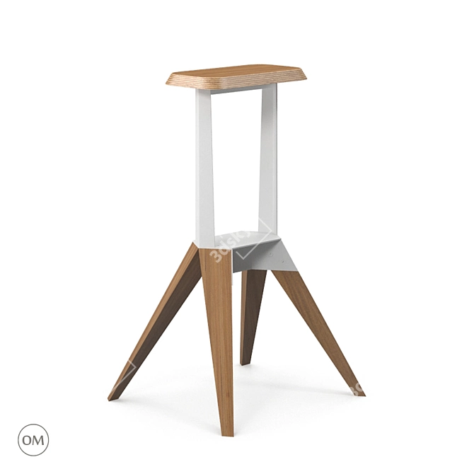 Sleek and Modern K4 Barstool 3D model image 1