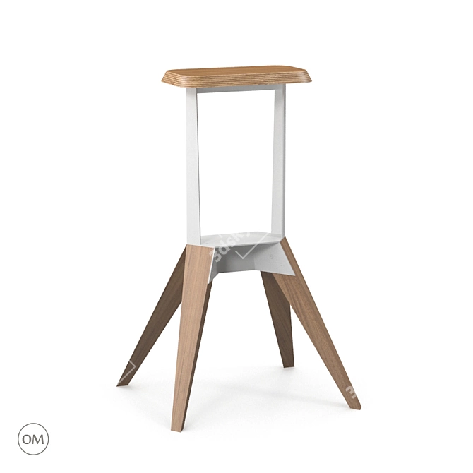 Sleek and Modern K4 Barstool 3D model image 2