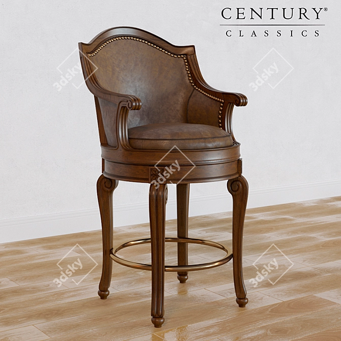 Elegant Swivel Counter Stool 3D model image 1