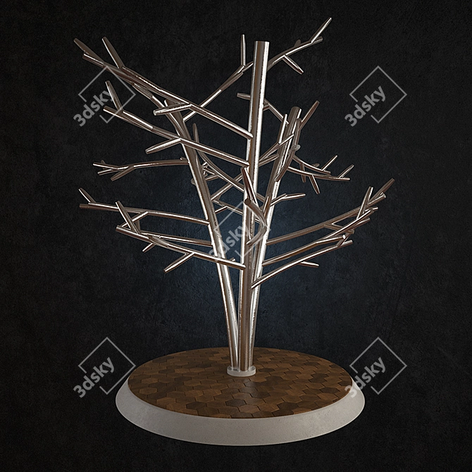 Ethereal Steel Tree Sculpture 3D model image 1
