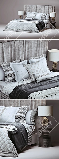 Elegant Zara Home Bedroom Set 3D model image 2