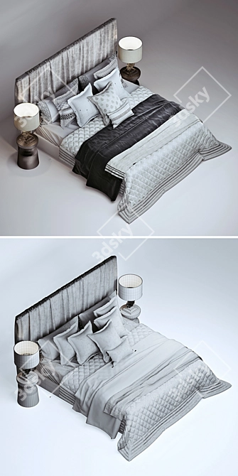 Elegant Zara Home Bedroom Set 3D model image 3
