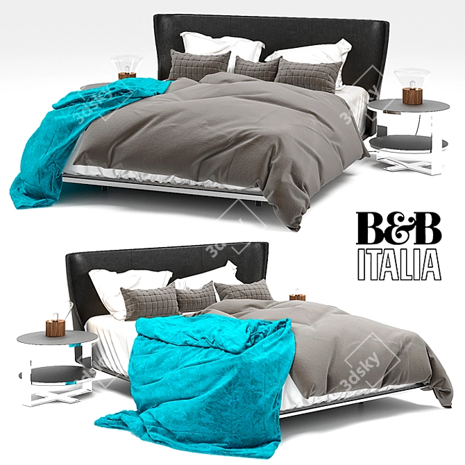 Alys Bedroom Set: Bed, Table & Lamp 3D model image 1