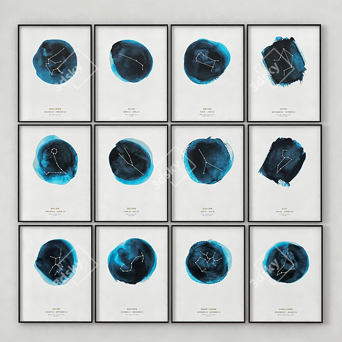 Cosmic Zodiac Constellation Prints 3D model image 1