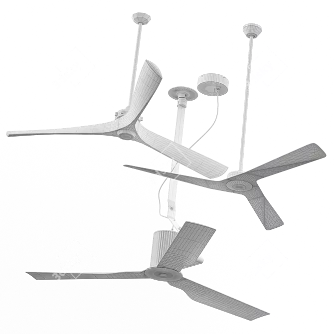 Designer Ventilator Fans (Set of 3) 3D model image 2