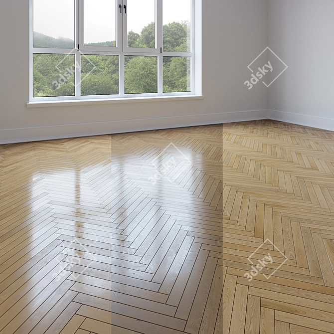 Floor Collection: Traditional & Chevron Herringbone Parquet 3D model image 1