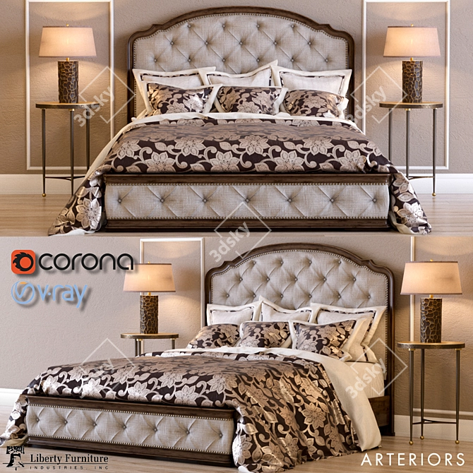 Liberty Amelia Queen Bed: Elegant and Luxurious 3D model image 1