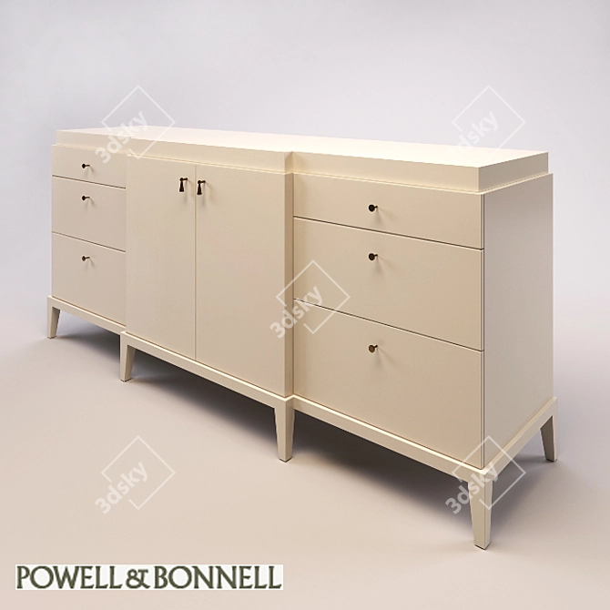 Sleek Manhattan Cabinet with 6 Drawers 3D model image 1