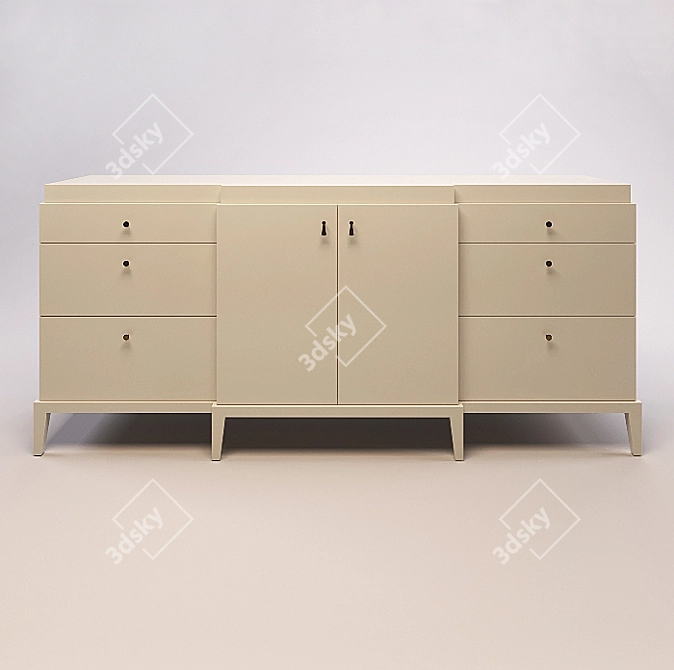 Sleek Manhattan Cabinet with 6 Drawers 3D model image 2