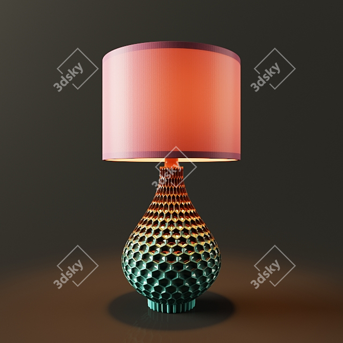 Elegant Glazed Hexagon Table Lamp 3D model image 1