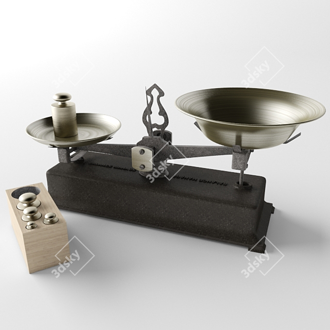 Vintage Weight Scale Kit 3D model image 1