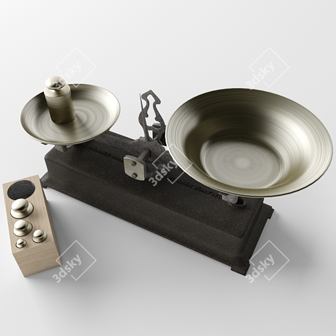 Vintage Weight Scale Kit 3D model image 2