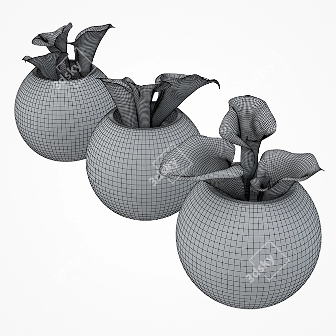 Elegant Callas in Glass Vase 3D model image 3