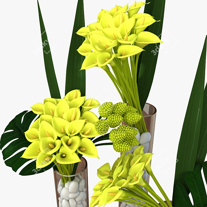 Elegant Callas Pendant with Stones 3D model image 2