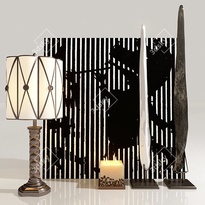 Elegant Décor Set: Alyson Lamp, Coffee Bean Candle, Marble & Volcanic Stone Stand 3D model image 1