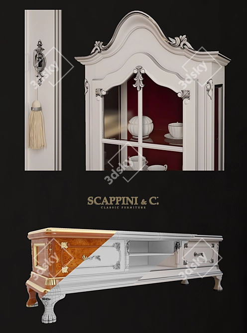 Scappini Mirrored Showcase & TV Stand 3D model image 2