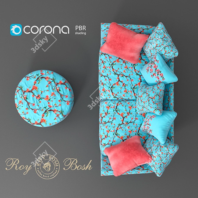 Roy Bosh Sofa Set with Ottoman 3D model image 2