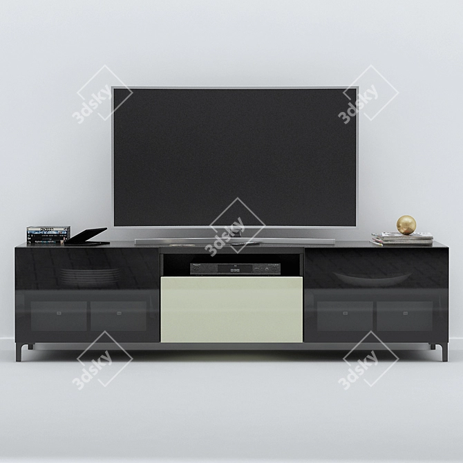 Sleek Modern TV Stand 3D model image 1
