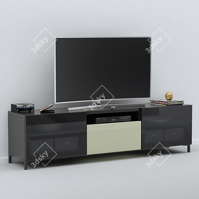 Sleek Modern TV Stand 3D model image 2