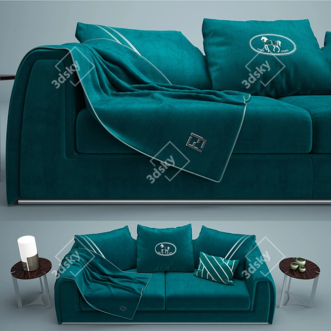 Fendi Pagoda Sofa: Exquisite Elegance 3D model image 2