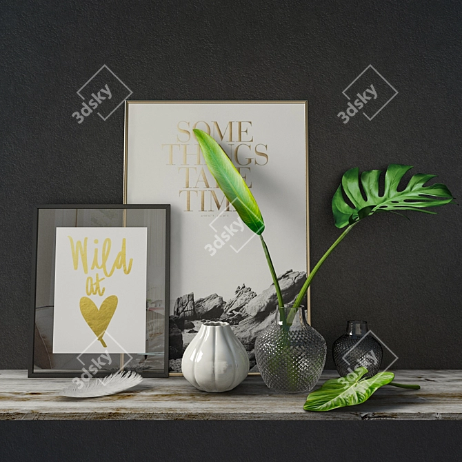 Contemporary Graphic Decor Set 3D model image 1