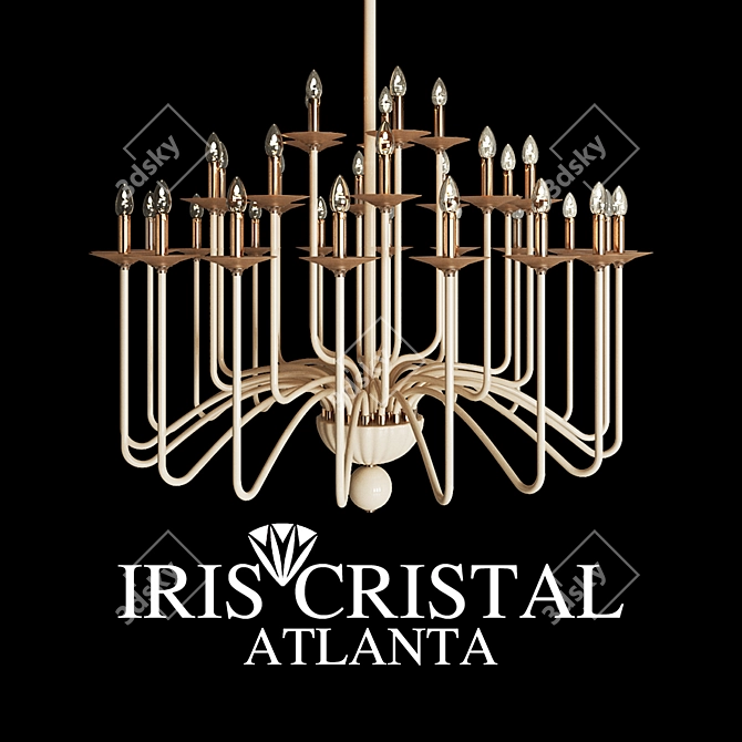 Elegant Champagne Crystal Chandelier 3D model image 1