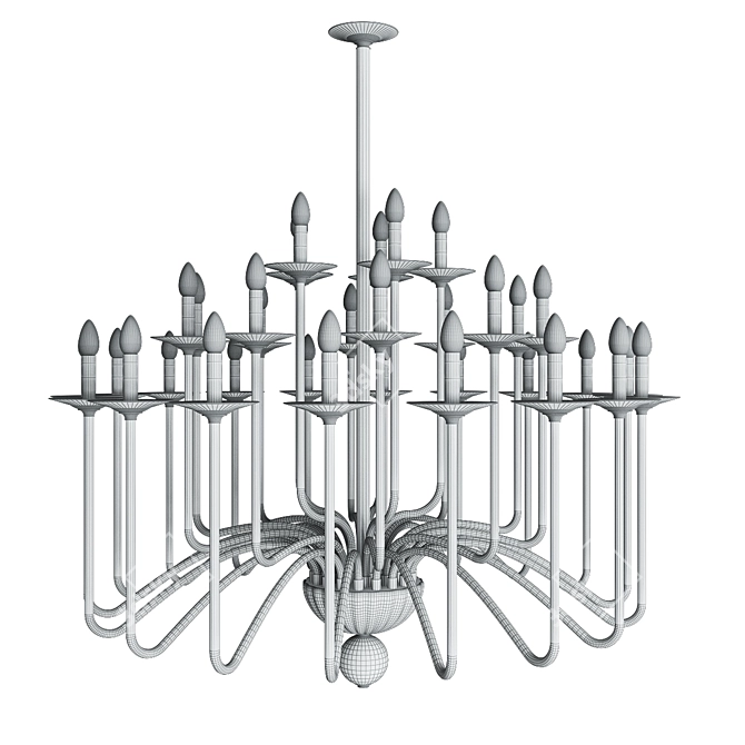 Elegant Champagne Crystal Chandelier 3D model image 2