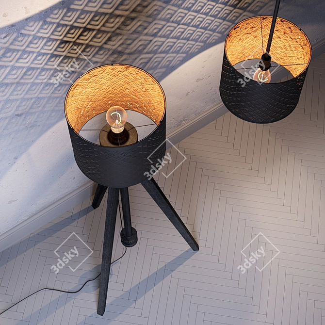  Modern Black Nemo Shade with Lauters Base 3D model image 2