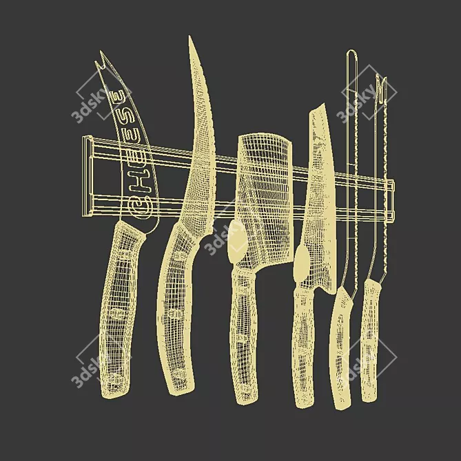 Modern Knife Block Set 3D model image 3